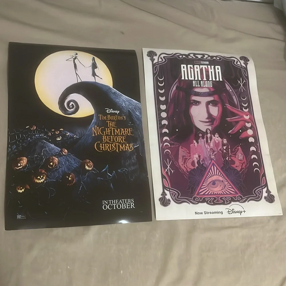 Nightmare Before Christmas Poster 2024 Rerelease 2-Siding NBC/Agatha Disney Tim - Picture 1 of 9